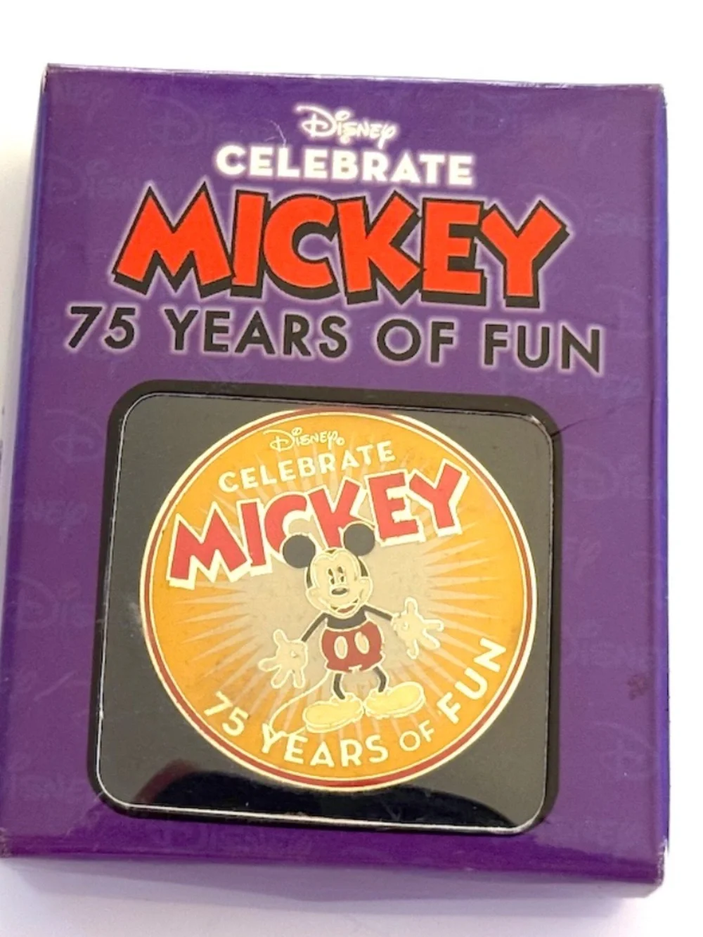 Disney Mickey Mouse 75 Years of Fun Commemorative Pin in Box 2003 Collectible